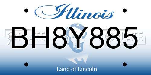 BH8Y885 Illinois License Plate