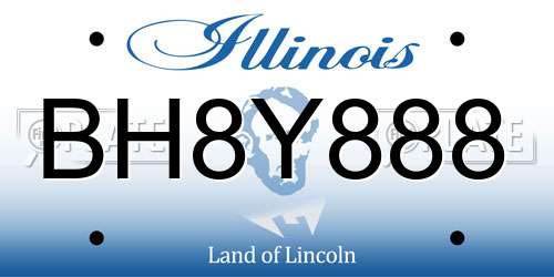 BH8Y888 Illinois License Plate