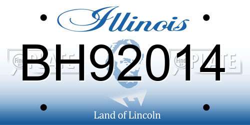 BH92014 Illinois License Plate