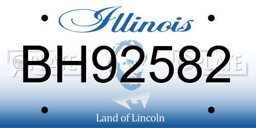 BH92582 Illinois License Plate