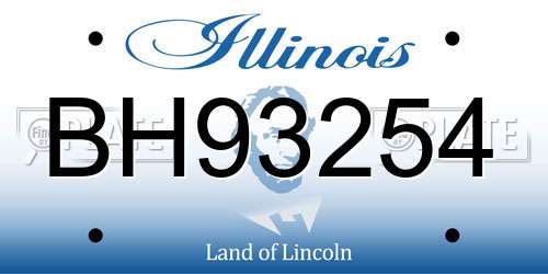 BH93254 Illinois License Plate