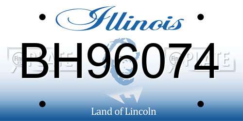 BH96074 Illinois License Plate