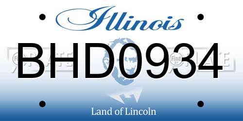 BHD0934 Illinois License Plate