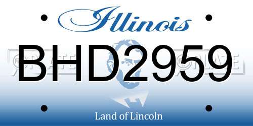 BHD2959 Illinois License Plate
