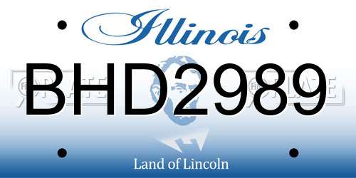 BHD2989 Illinois License Plate