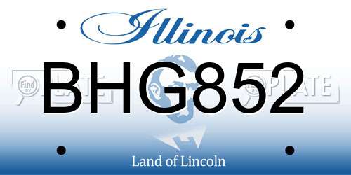 BHG852 Illinois License Plate