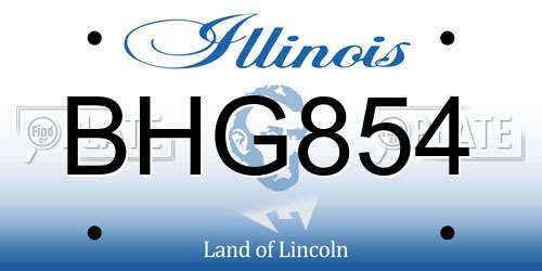 BHG854 Illinois License Plate