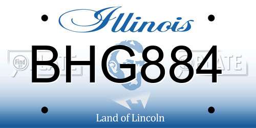 BHG884 Illinois License Plate