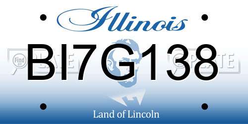 BI7G138 Illinois License Plate