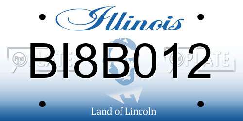 BI8B012 Illinois License Plate