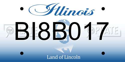 BI8B017 Illinois License Plate