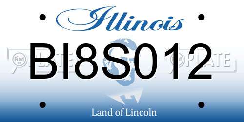 BI8S012 Illinois License Plate