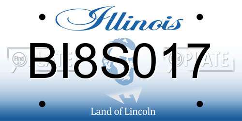 BI8S017 Illinois License Plate