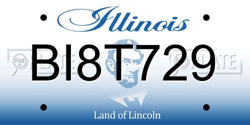 BI8T729 Illinois License Plate