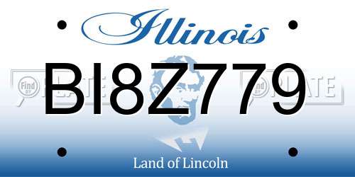 BI8Z779 Illinois License Plate