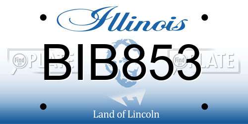 BIB853 Illinois License Plate
