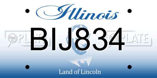 BIJ834 Illinois License Plate