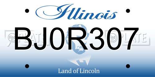 BJ0R307 Illinois License Plate