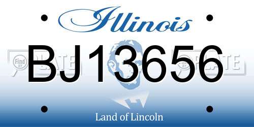 BJ13656 Illinois License Plate
