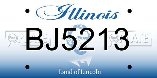 BJ5213 Illinois License Plate