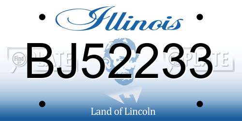 BJ52233 Illinois License Plate