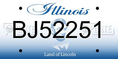 BJ52251 Illinois License Plate
