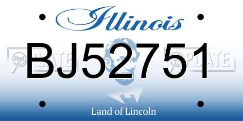 BJ52751 Illinois License Plate