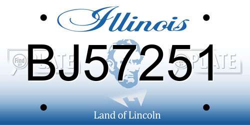 BJ57251 Illinois License Plate