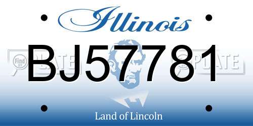 BJ57781 Illinois License Plate