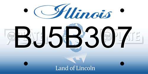 BJ5B307 Illinois License Plate