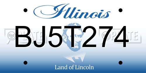 BJ5T274 Illinois License Plate
