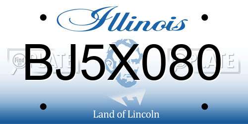 BJ5X080 Illinois License Plate