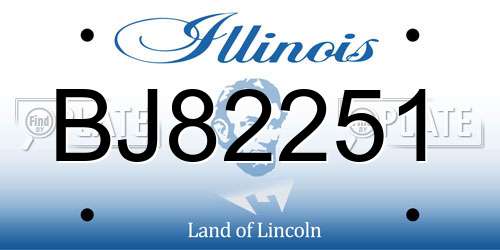 BJ82251 Illinois License Plate