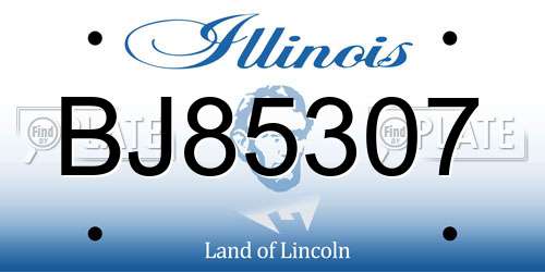 BJ85307 Illinois License Plate