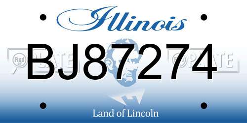 BJ87274 Illinois License Plate