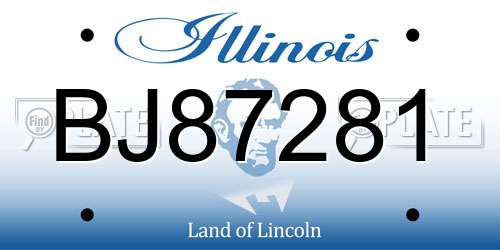 BJ87281 Illinois License Plate