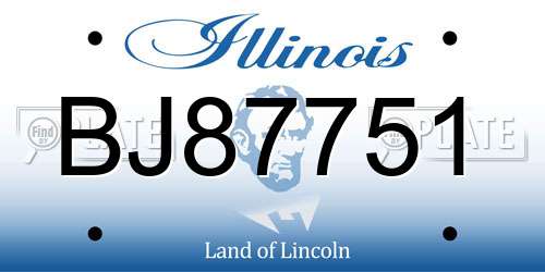 BJ87751 Illinois License Plate