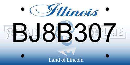 BJ8B307 Illinois License Plate
