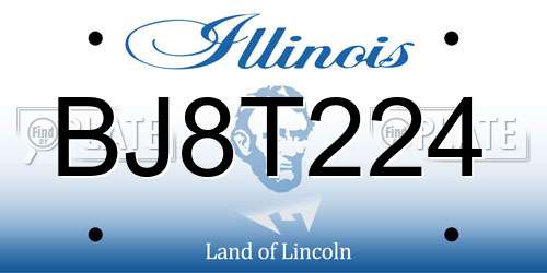 BJ8T224 Illinois License Plate
