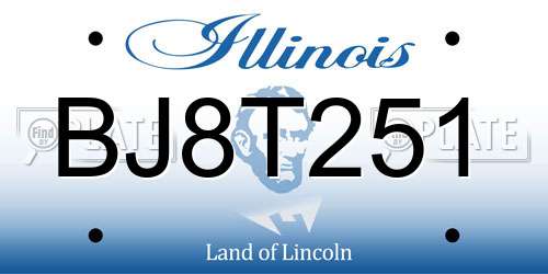 BJ8T251 Illinois License Plate