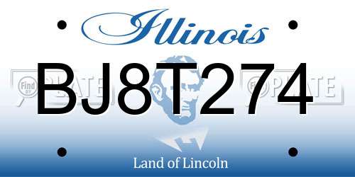 BJ8T274 Illinois License Plate
