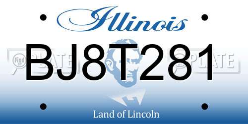 BJ8T281 Illinois License Plate