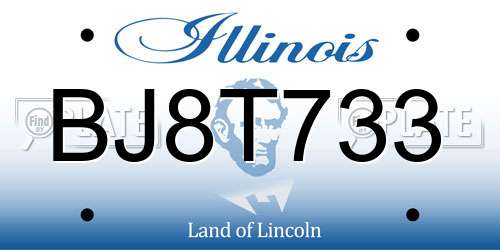 BJ8T733 Illinois License Plate