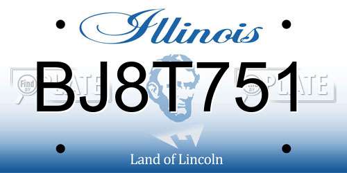 BJ8T751 Illinois License Plate