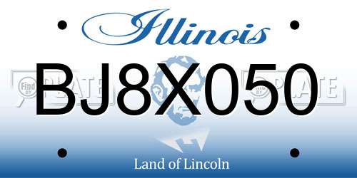 BJ8X050 Illinois License Plate