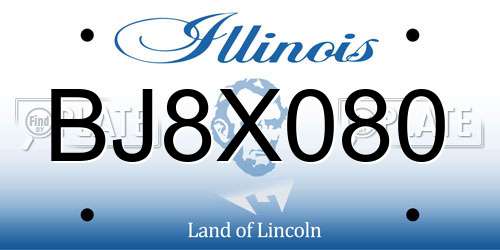 BJ8X080 Illinois License Plate