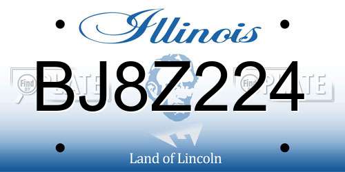 BJ8Z224 Illinois License Plate