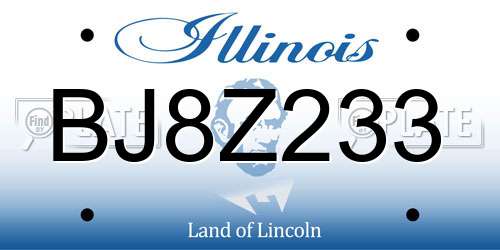 BJ8Z233 Illinois License Plate