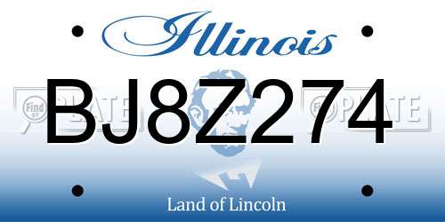 BJ8Z274 Illinois License Plate