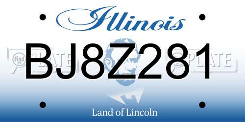 BJ8Z281 Illinois License Plate